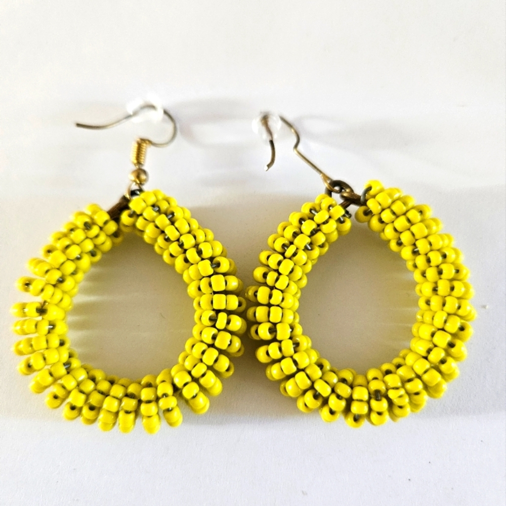 Spiral hoop African beaded earrings
